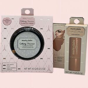 NWT NIB MARIE CLAIRE TRANSLUCENT SETTING POWDER & WARM BROWN CONTOUR STICK 2 PC